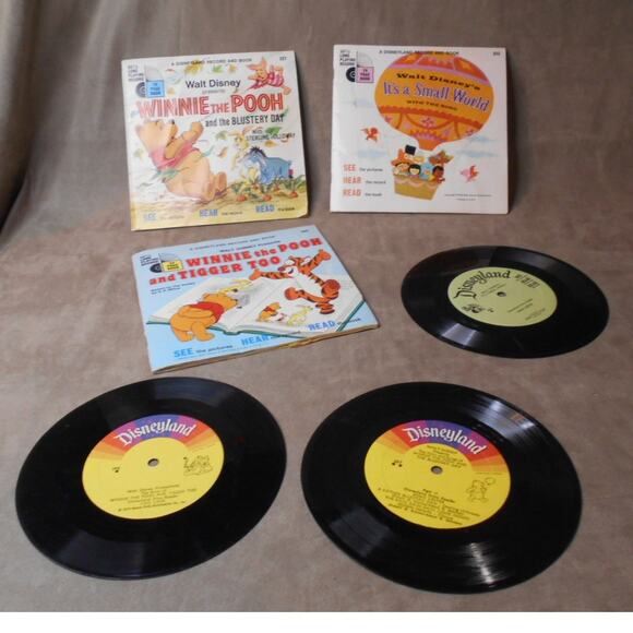 Disneyland Record & Book Lot: It's A Small World and Winnie the Pooh - Picture 2 of 16